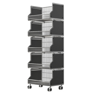 Chariot de rangement de cuisine style vintage, étagère mobile multi-niveaux pour fruits, légumes et collations, design à quatre roues - Product Image 5