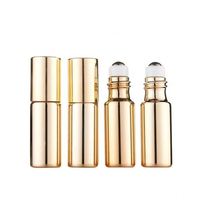 Flacons roll-on en verre doré de 5 ml, 10 ml, 15 ml, imprimés par transfert thermique, estampés à chaud, avec bouchon à vis pour huiles essentielles, parfums, essences et crèmes pour les yeux