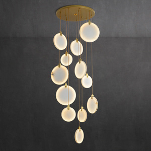 <span class=keywords><strong>Lustre</strong></span> minimaliste moderne en <span class=keywords><strong>cuivre</strong></span> albâtre pour le salon <span class=keywords><strong>et</strong></span> l'escalier en colimaçon Duplex Building Villa Suspension - Product Image 1