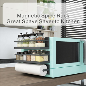 Set di 4 Mensole Magnetiche Pieghevoli in <span class=keywords><strong>Metallo</strong></span> per Frigorifero, Organizzatore per <span class=keywords><strong>Spezie</strong></span> da Cucina, <span class=keywords><strong>Porta</strong></span> Rotolo Multifunzione - Product Image 6
