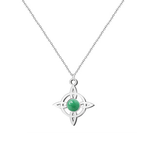 Ciondolo con nodo della strega in acciaio argento con avventurina verde portafortuna e collana di amuleto protettivo - Product Image 1