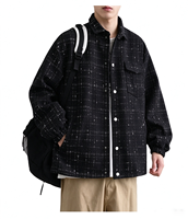 Veste en tweed vintage Y2K surdimensionnée de style streetwear personnalisé, veste de haute qualité pour le streetwear et le hip hop, manteau noir nuit étoilée