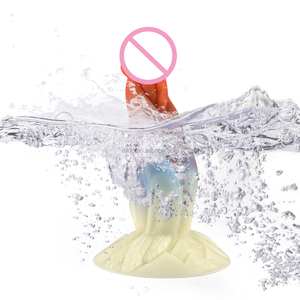 Doppio strato di colore misto in Silicone liquido Monster Dildo colorato perline anali con forte ventosa per la masturbazione femminile - Product Image 5