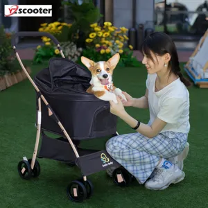 Оптовая Продажа с завода, Легко складывающаяся Роскошная коляска для домашних животных, четырехколесная двойная дешевая коляска для домашних животных