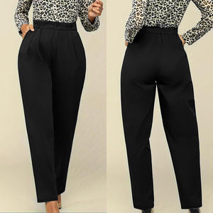 Otoño 2025, pantalones De pierna ancha negros a la moda, Pantalones De traje para <span class=keywords><strong>Mujer</strong></span>, chaqueta recta holgada, Pantalones De <span class=keywords><strong>Mujer</strong></span>, Pantalones informales De Oficina - Product Image 2