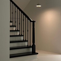 Rampe d'escalier de villa moderne minimaliste personnalisée en alliage d'aluminium noir, résistante à l'eau et peignable, à fixation au sol