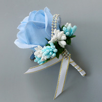 Boutonnière de marié, boutonnières pour garçons d'honneur, fleurs artificielles en soie, rose, broche, accessoires, décoration de costume de bal