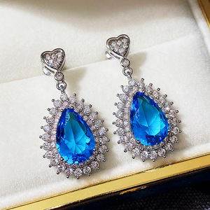 Orecchini Pendenti a Goccia in Cristallo Blu per Donne, Elegante Regalo da Viaggio, Accessori di Moda - Product Image 3