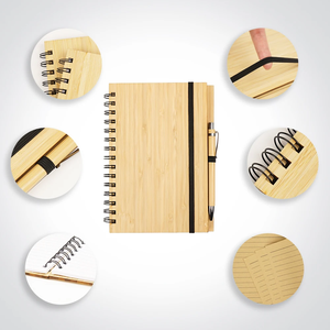 Khuyến Mại Tre Xoắn Ốc Sang Trọng Bằng Gỗ Máy Tính Xách Tay A5 Giấy Máy Tính Xách Tay Tùy Chỉnh Với Bút - Product Image 3