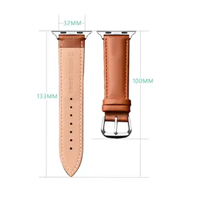 Yüksek kalite özelleştirilmiş hafif kordonlu saat ayarlanabilir su geçirmez otantik deri kayış apple için İzle nesil
