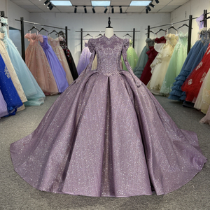 Vestidos de Quinceañera Musulmanes Brillantes Color Lavanda Dy1112 con Cuentas, Apliques Florales 3D y Encaje, Vestidos de Fiesta de 15 Años, Jancember - Product Image 6