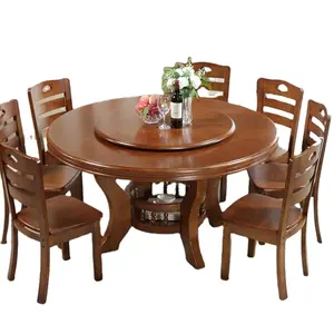 Tavolo da pranzo e sedia in legno rotondi moderni rotanti a 8 posti Set 8 posti