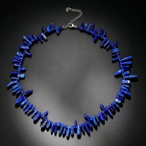 <span class=keywords><strong>Collana</strong></span> Irregolare in Lapislazzuli Naturale, <span class=keywords><strong>Collana</strong></span> Statement con Perle a Punta in Pietra Blu Grezza Naturale, Gioielli Personalizzati - Product Image 5