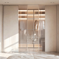 Portes intérieures en aluminium, porte coulissante à triple rail, séparateur de pièce, cloison pour cuisine ouverte, armoire, rangement