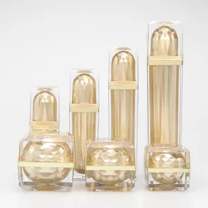 Luxus Großhandel Reise Hautpflege-Sets Quadratische Acryl behälter Pump flasche 30g 50g 50ml 100ml Flaschen Kosmetik verpackungs set