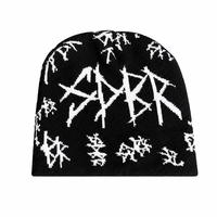 Bonnet réversible gothique tendance, bonnets d'hiver 2026, design chauve-souris et lettres tricotées, casquette unisexe streetwear