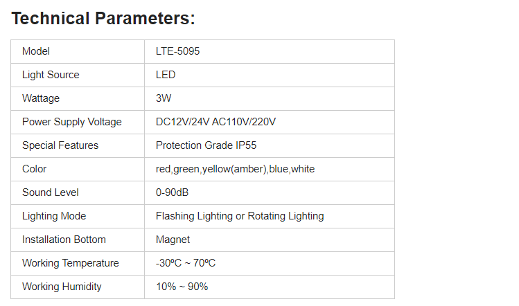 LED Round Car Dome Light LTE-5095 Deries Yellow Red Green Blue Rotating Strobe Warning Light CE Certification