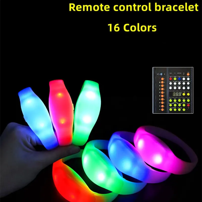 Hot Sell 4 LED Lights Custom Logo Remote Controlled LED Bracelet, DMX Control LED Wristband For Event