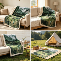 Couverture en flanelle personnalisable avec motif de paysage de montagne pour pique-nique et jeté de canapé
