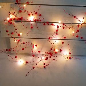Guirnalda de luces de hadas de perlas LED rojas con pilas para cumpleaños festivo, boda, decoraciones de Navidad DIY - Product Image 6