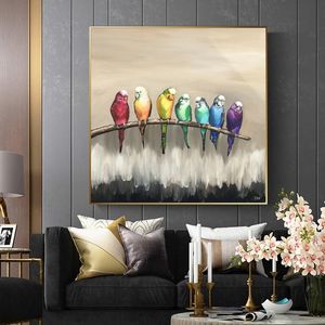 100% décoration de la maison peinte à la main perroquets colorés <span class=keywords><strong>peinture</strong></span> d'oiseaux à la main à l'<span class=keywords><strong>huile</strong></span> animale - Product Image 4