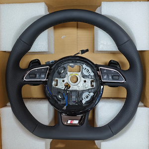 Volant en cuir pleine fleur avec bouton de chauffage en stock pour <span class=keywords><strong>Audi</strong></span> A3 A4 A5 A6 C6 C7 C8 S3 <span class=keywords><strong>S4</strong></span> S5 S6 <span class=keywords><strong>B7</strong></span> <span class=keywords><strong>B7</strong></span>.5 B8 B9 Q5 Q7 RS3 RS4 RS5 RS6 - Product Image 2