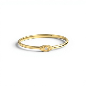 Luxury 18K Gold Plated Eye Motif Single Round Diamond <b>Ring</b> Minimalist <b>Stacking</b> <b>Ring</b> Band Fine Jewelry for Women Daily Wear <b>Ring</b> - Product Image 1