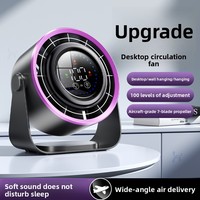 Petit ventilateur de bureau à affichage numérique, alimenté par USB, avec moteur sans balais, 5 vitesses, pour chambre à coucher, bureau et circulation d'air au chevet