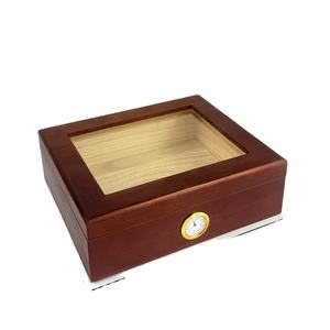 Caja de Cigarros Rectangular Moderna de Madera con Tapa, Ecológica, Portátil, con Humidificador de Temperatura Constante, Higrómetro y Cristal Transparente - Product Image 4