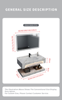 Vasque double moderne de qualité hôtelière, vasque murale rectangulaire en plaque de roche, miroir intelligent en marbre, meuble-lavabo de salle de bain pour villas et chambres
