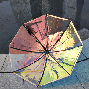Holographique 23 "coloré clair mode dames Transparent <span class=keywords><strong>paillettes</strong></span> coloré <span class=keywords><strong>parapluie</strong></span> Laser holographique <span class=keywords><strong>parapluie</strong></span> - Product Image 3