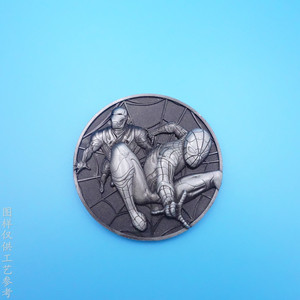 Pièce commémorative Spider-Man en alliage de zinc, argent antique, relief de dessin animé, cadeau, bijou de collection - Product Image 3