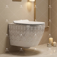 WC mural intelligent sans rebord, design rectangulaire et carré, pour salle de bain chinoise, collection Dubai Gold