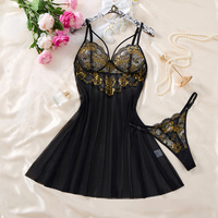Ensemble de Nuisette Sexy en Dentelle Florale à Col en V pour Femme, Robe de Nuit et Vêtement d'Intérieur, Taille Élastique, Respirant, Doux et Lisse, Printemps Automne