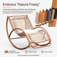 Fauteuil à bascule moderne Meiqi, durable, résistant aux UV, portable, avec coussins, pour extérieur, hôtel, parc, patio, balcon, cour