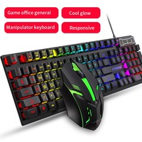 Set Keyboard dan Mouse USB Berkabel Karakter Game Keyboard dan Mouse Gaming Bercahaya