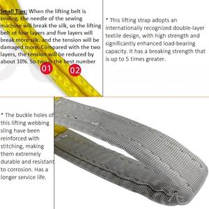 工場カスタムコンテナ吊り上げスリング 1トン 2トン 3トン ポリエステル製 黄色 重量アイ付き ナイロン吊り上げスリング - Product Image 2