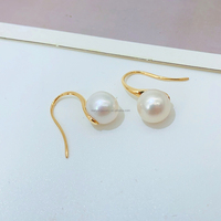 Nouveau luxe élégant Design 18K véritable or pur eau douce 8.0mm perle boucles d'oreilles pour les femmes mariage fiançailles Au750 or jaune