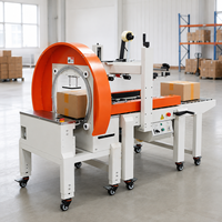 Machine d'emballage semi-automatique pour cartons express, type orbital électrique, pour le cerclage et l'ensachage de rubans adhésifs