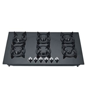 Encimera de cocina de gas integrada, 6 quemadores, encimera comercial de vidrio templado de 90cm ng/lpg - Product Image 1