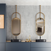 Miroir ovale incassable avec cadre étanche moderne pour salle de bain, lumière LED, maquillage intelligent décoratif avec affichage de l'heure