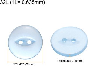 Sourcingmap 12 cái nút thủ công mắt cá 2 lỗ bằng nhựa màu xanh nhạt 32L quần buộc may 4/5 20mm hình chữ nhật bằng hợp kim kẽm - Product Image 2