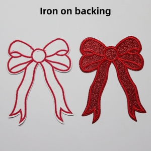 Toptan özel 4.4 inç kırmızı yay Glitter yamalar 3 renkler DIY demir-on işlemeli kalp şekilli kumaş için Hoodie - Product Image 2