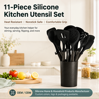 Nouvel ensemble d'ustensiles de cuisine en silicone YMS, 11 pièces, antiadhésif, cuillère et spatule, antidérapant, anti-brûlure, haute qualité