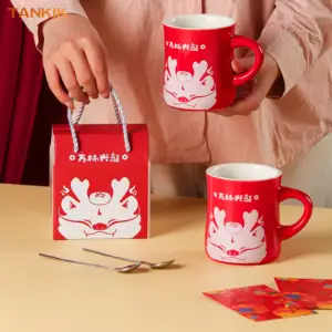 NOVO Dragon Year CUTE Cartoon NOVO ANO DIA DE AGRADECIMENTO NORDIC FESTIVAL chinês PORCELAIN PRESENTE CUP MUG MUG CERÂMICA MUG