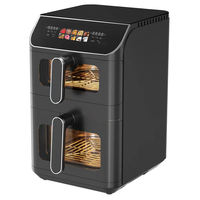 Friteuse à air intelligente à double compartiment, grande capacité, avec panier de cuisson double, contrôle tactile, pour une cuisson sans huile