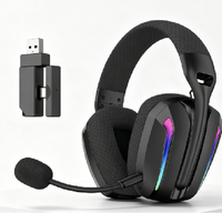 Headset Gaming Nirkabel PSH-408 Over Ear dengan LED RGB, Mikrofon yang Dapat Dibengkokkan, Penerima USB, dan Headband yang Nyaman untuk Gamer PC