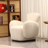 Fauteuil d'appoint moderne et minimaliste de luxe, rembourré, en tissu type coton, pour salon et hôtel