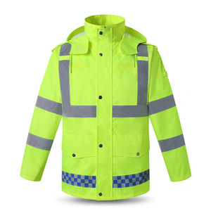 Reflective Raincoat Men Two Piece Safety Rainwear Long Oxford Cloth Construction Security Patrol With Reflective Strips - Product Image 5