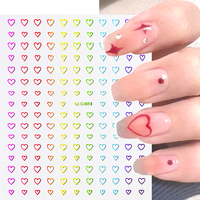 Kleurrijk Liefdeshart 3d Nagelstickers Valentijn Ontwerp Gouden Geometrie Liefde Nagelmanicure Decoratie Stickers